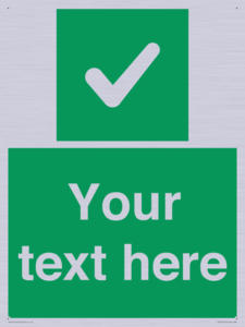 Custom green background, green square with tick sign